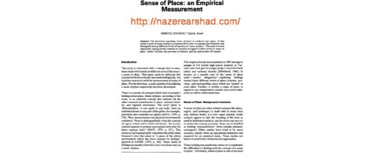 ترجمه مقاله Sense of place : An empirical measurement